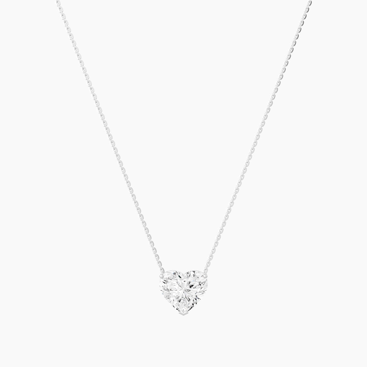 Solitaire | 18k White Gold 3 ct White Lab Diamond Heart Pendant
