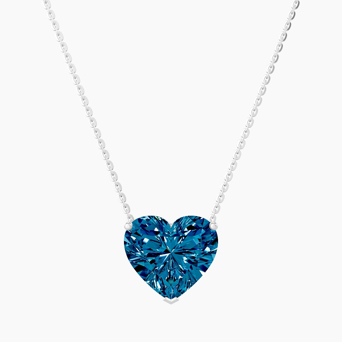 Solitaire | 18k White Gold 5 ct Blue Lab Diamond Heart Pendant