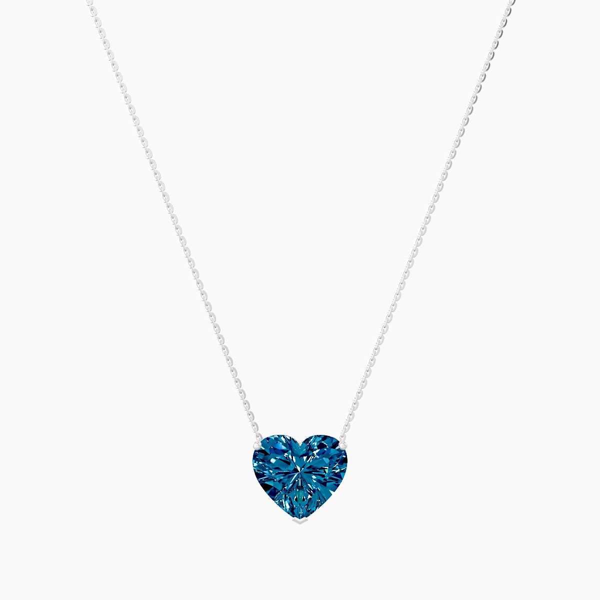 Solitaire | 18k White Gold 5 ct Blue Lab Diamond Heart Pendant
