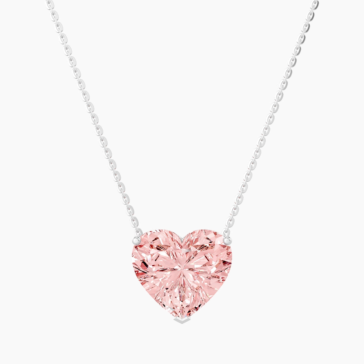 Solitaire | 18k White Gold 5 ct Pink Lab Diamond Heart Pendant