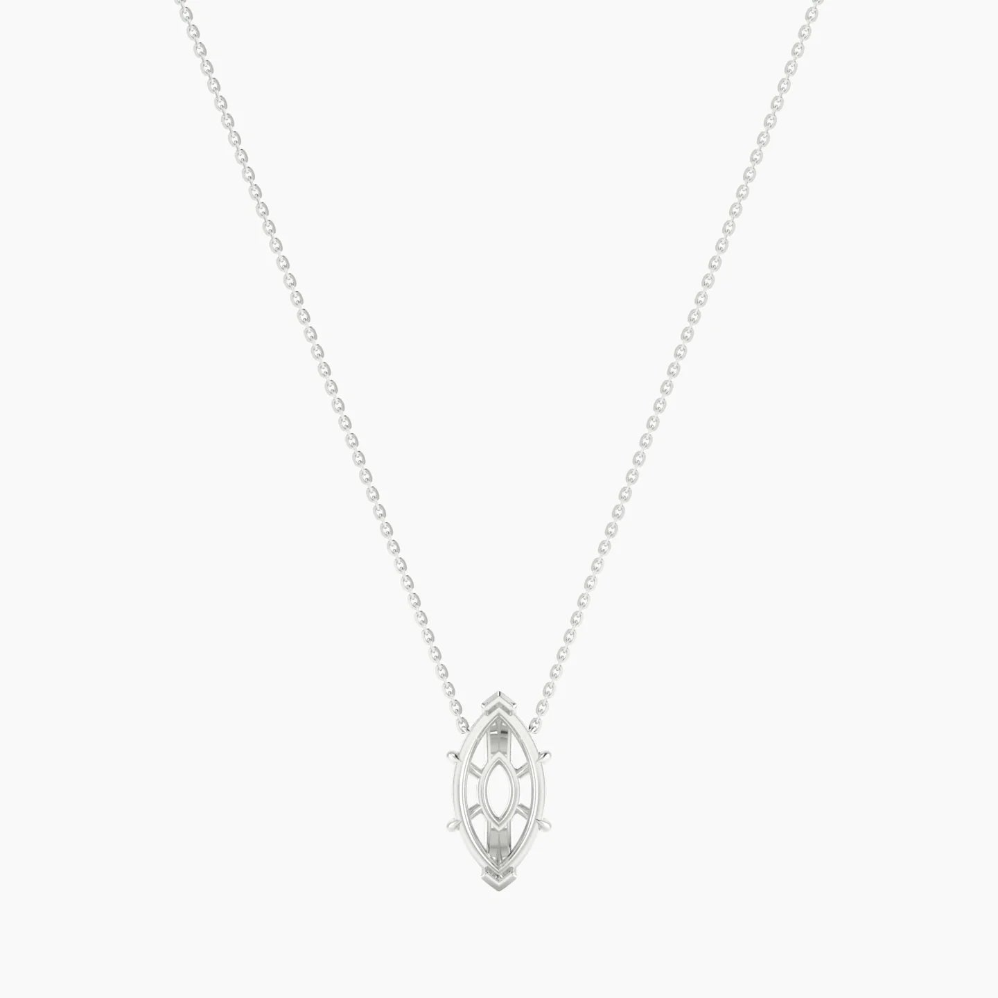 Solitaire | 18k White Gold 3-4.99 ct Marquise Cut Pendant Setting