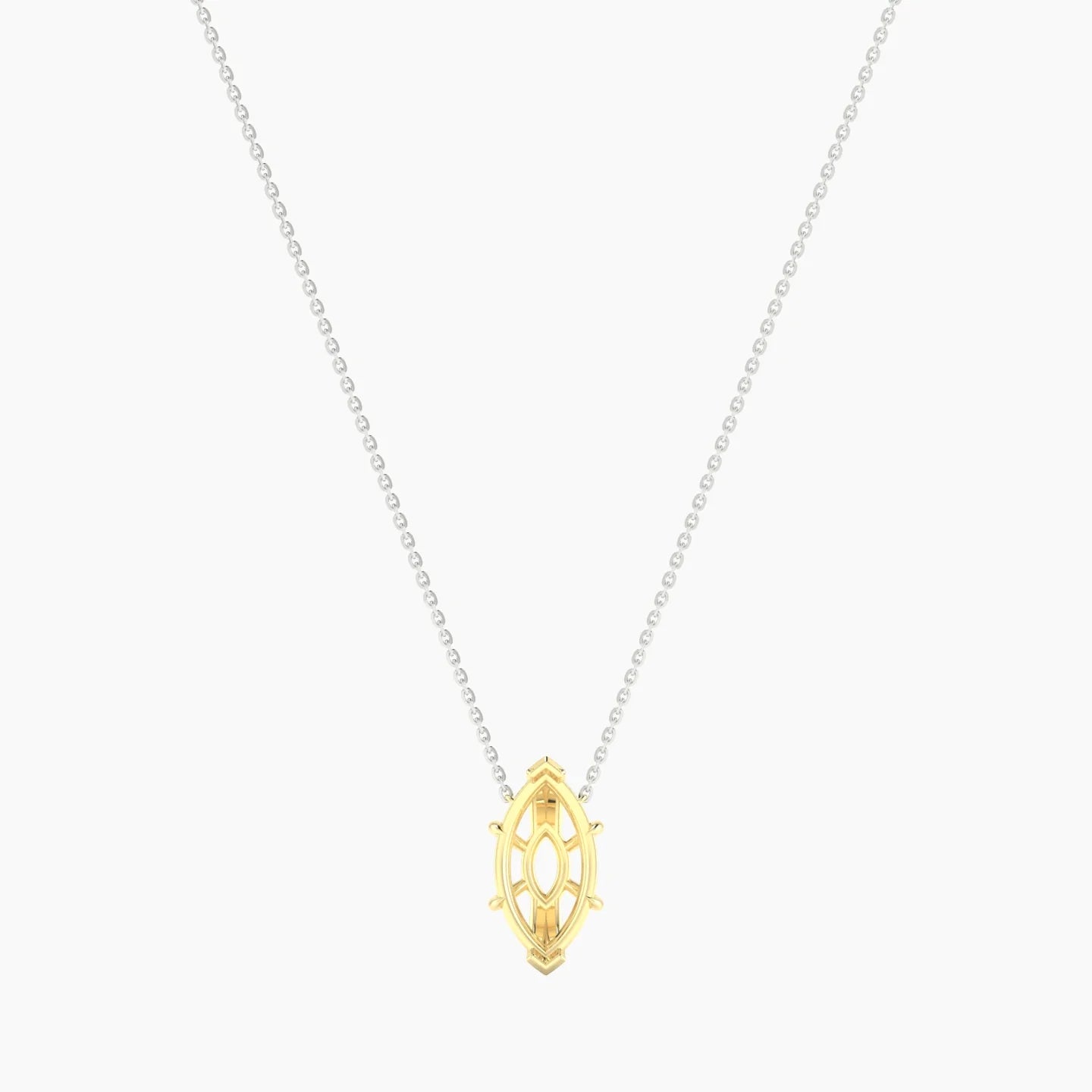 Solitaire | 18k White & Yellow Gold 3-4.99 ct Marquise Cut Pendant Setting