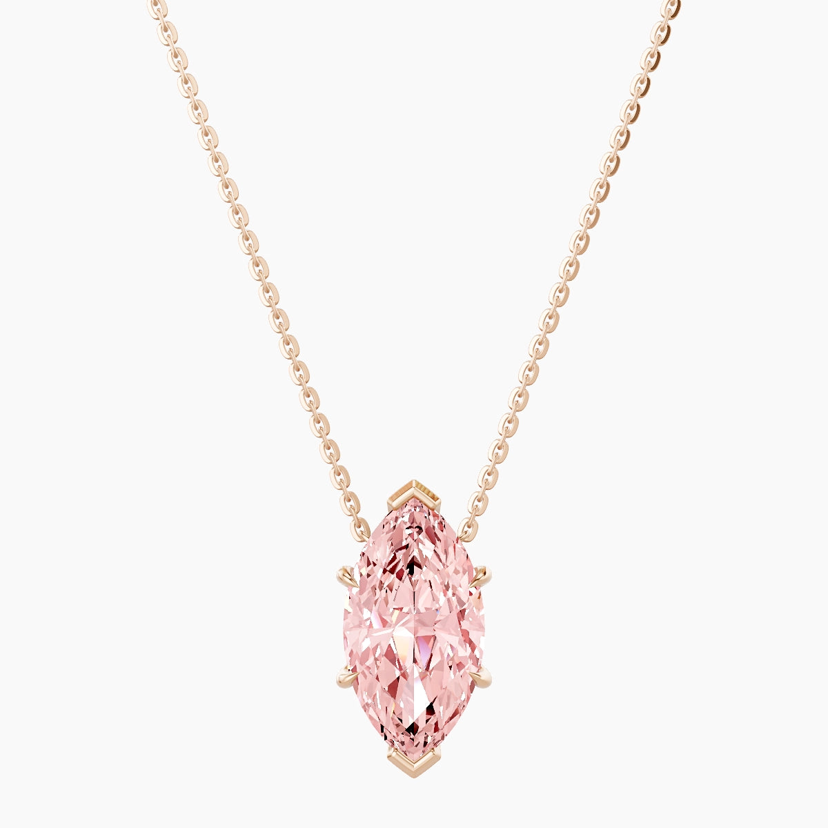 Solitaire | 18k Rose Gold 3 ct Pink Lab Diamond Marquise Pendant