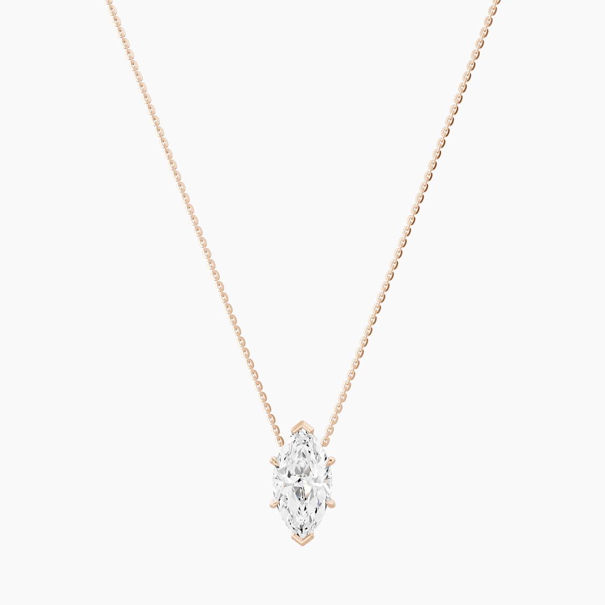 Solitaire | 18k Rose Gold 3 ct White Lab Diamond Marquise Pendant