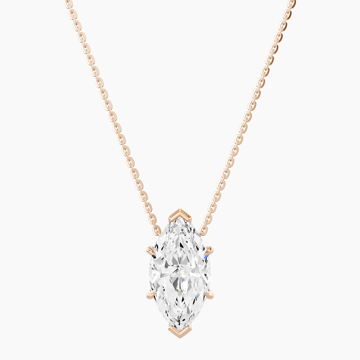Solitaire | 18k Rose Gold 3 ct White Lab Diamond Marquise Pendant