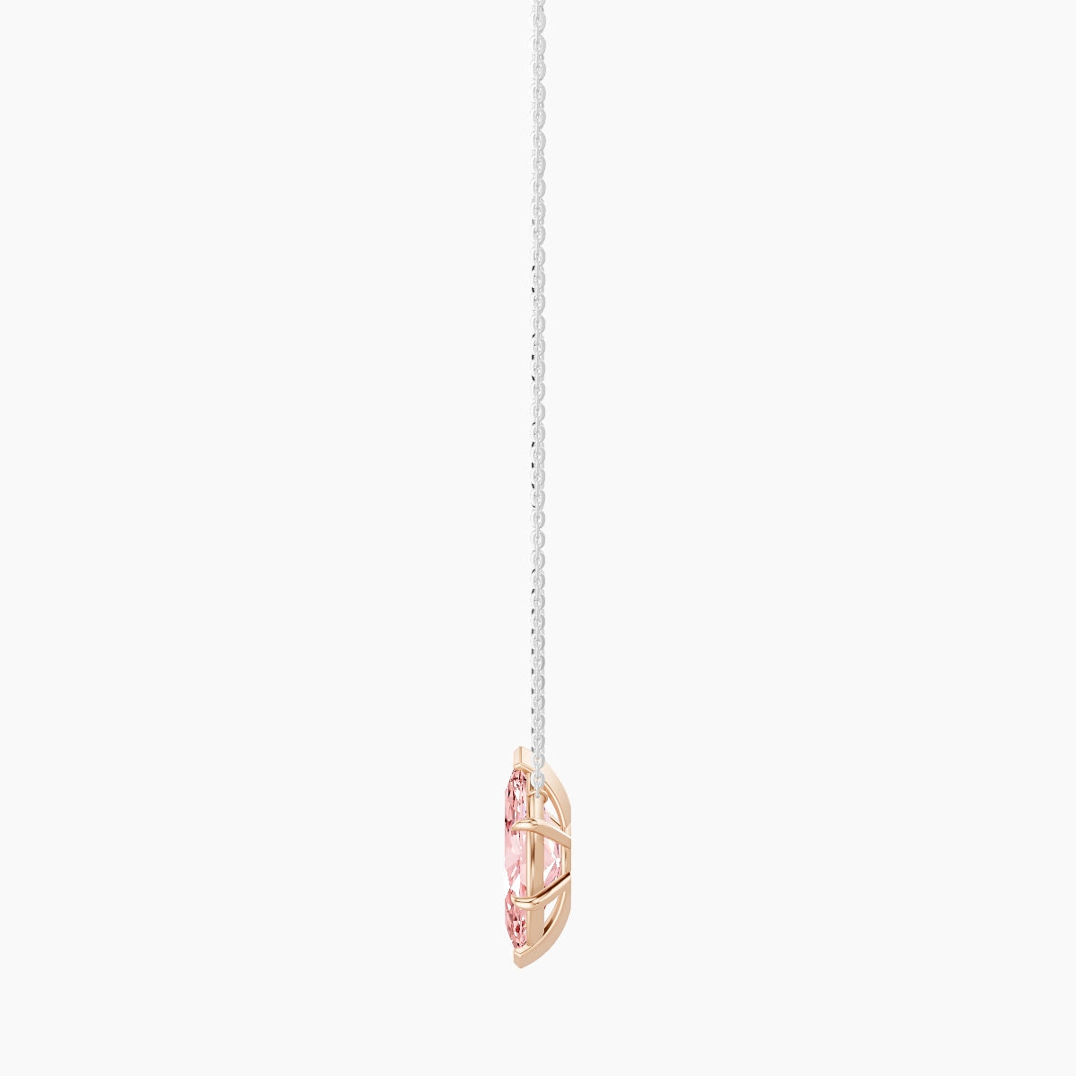 Solitaire | 18k White & Rose Gold 3 ct Pink Lab Diamond Marquise Pendant