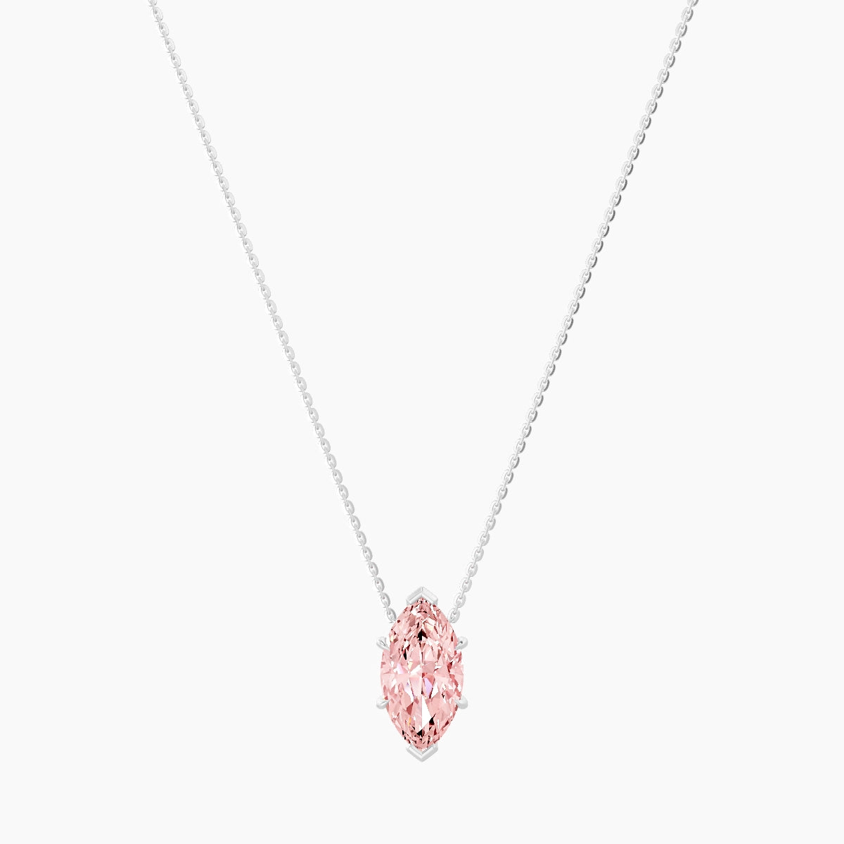 Solitaire | 18k White Gold 3 ct Pink Lab Diamond Marquise Pendant