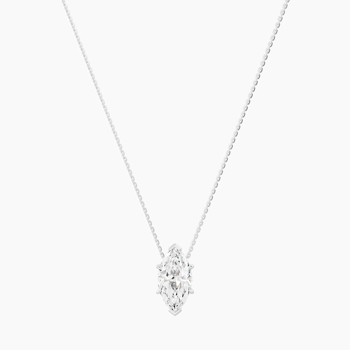 Solitaire | 18k White Gold 3 ct White Lab Diamond Marquise Pendant