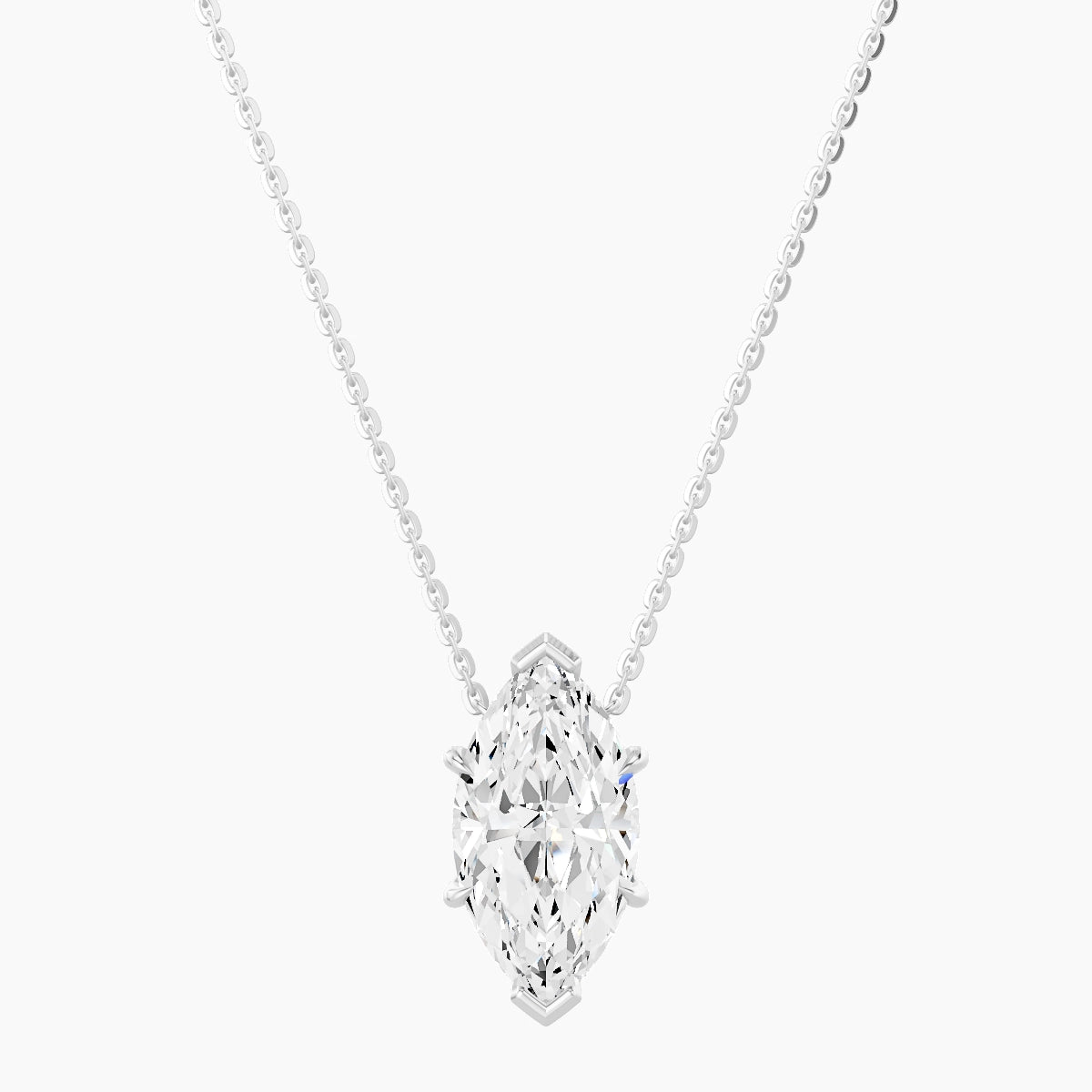 Solitaire | 18k White Gold 3 ct White Lab Diamond Marquise Pendant