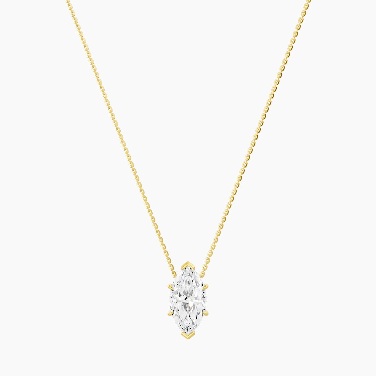Solitaire | 18k Yellow Gold 3 ct White Lab Diamond Marquise Pendant