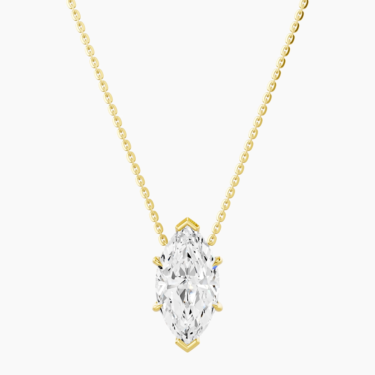 Solitaire | 18k Yellow Gold 3 ct White Lab Diamond Marquise Pendant
