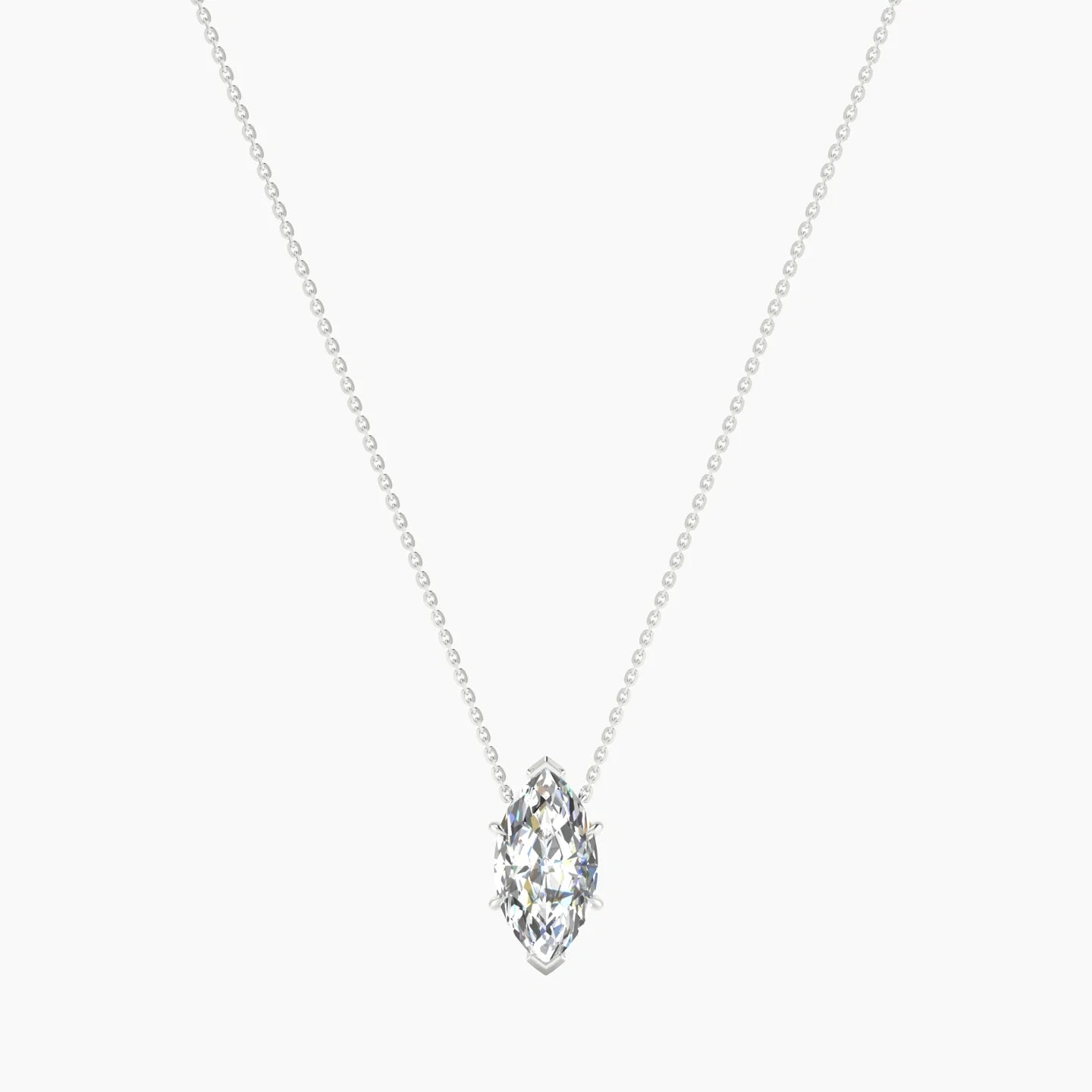 Solitaire | 18k White Gold 3 ct Lab Diamond Marquise Cut Pendant