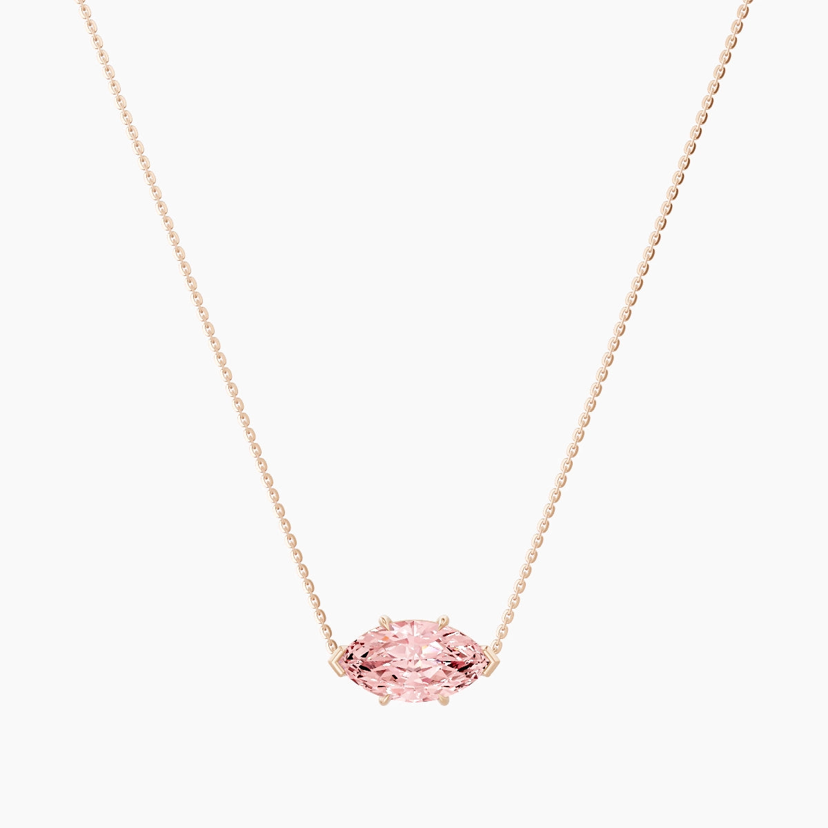 Solitaire | 18k Rose Gold 3 ct Pink Lab Diamond Marquise Pendant
