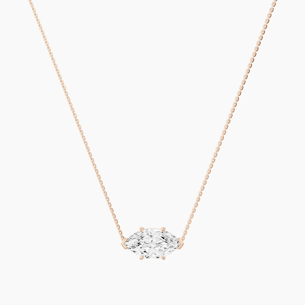 Solitaire | 18k Rose Gold 3 ct White Lab Diamond Marquise Pendant
