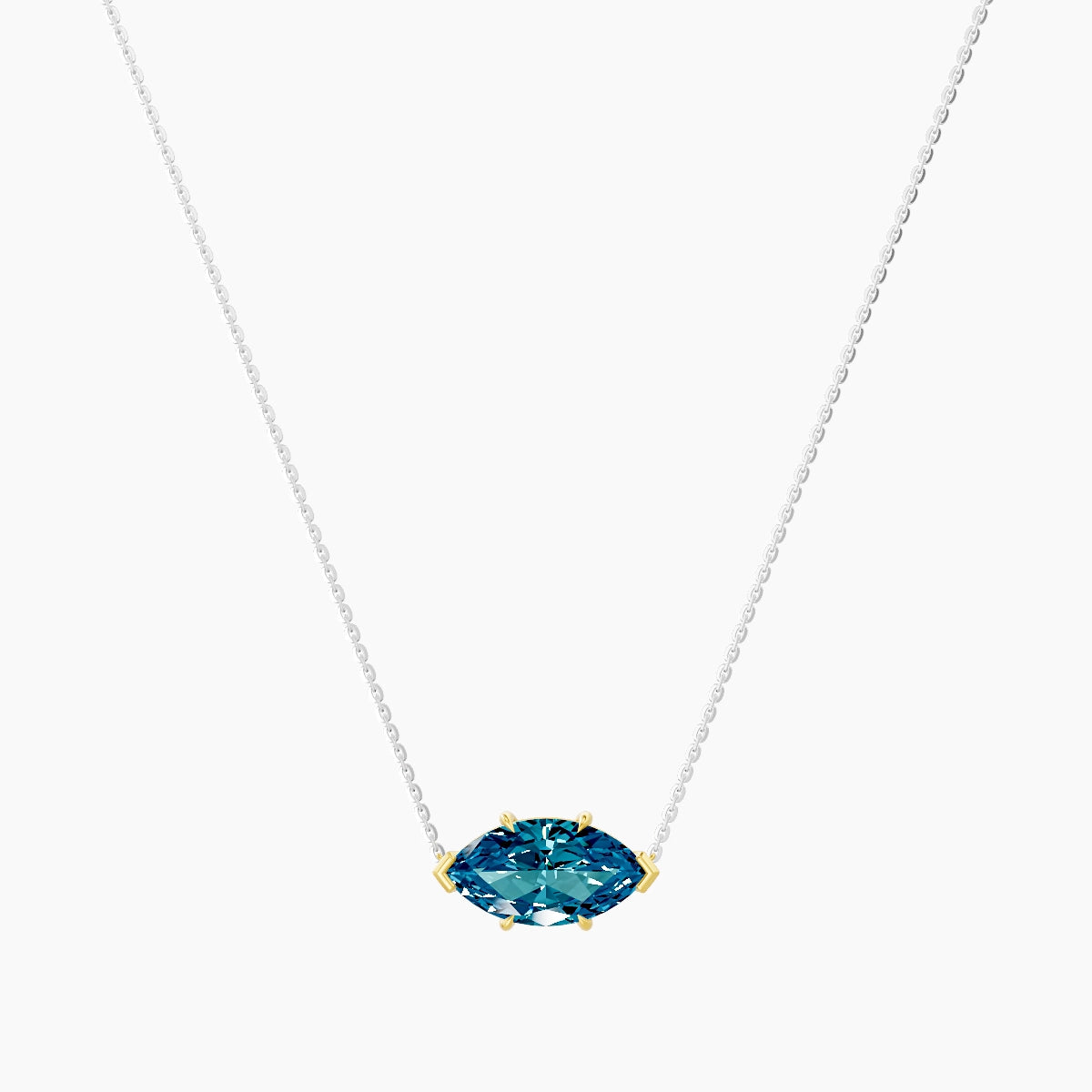 Solitaire | 18k White & Yellow Gold 3 ct Blue Lab Diamond Marquise Pendant