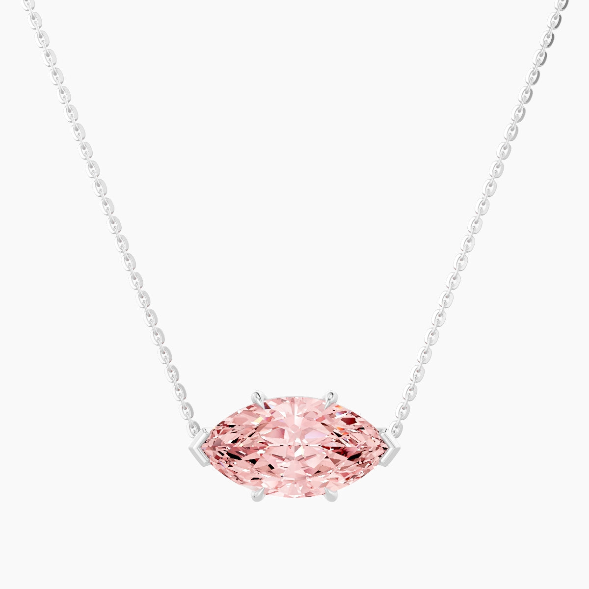 Solitaire | 18k White Gold 3 ct Pink Lab Diamond Marquise Pendant