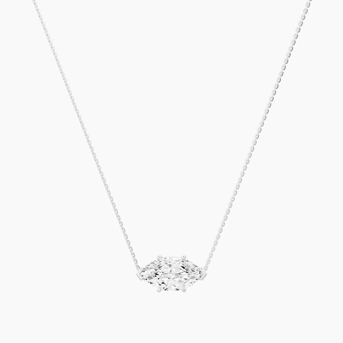 Solitaire | 18k White Gold 3 ct White Lab Diamond Marquise Pendant