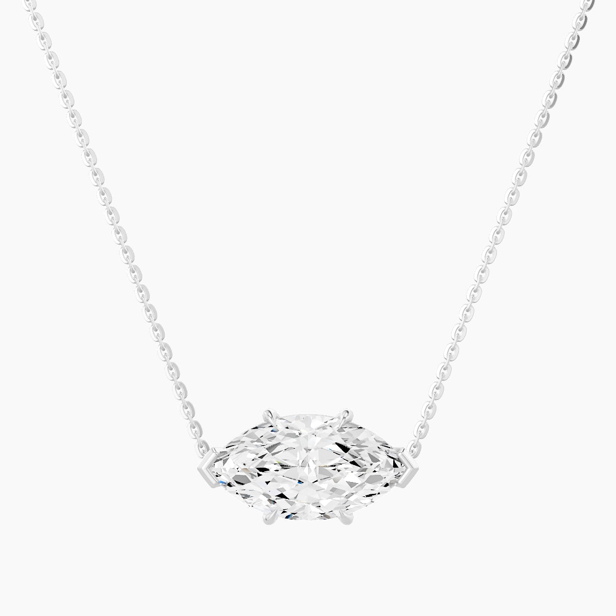 Solitaire | 18k White Gold 3 ct White Lab Diamond Marquise Pendant