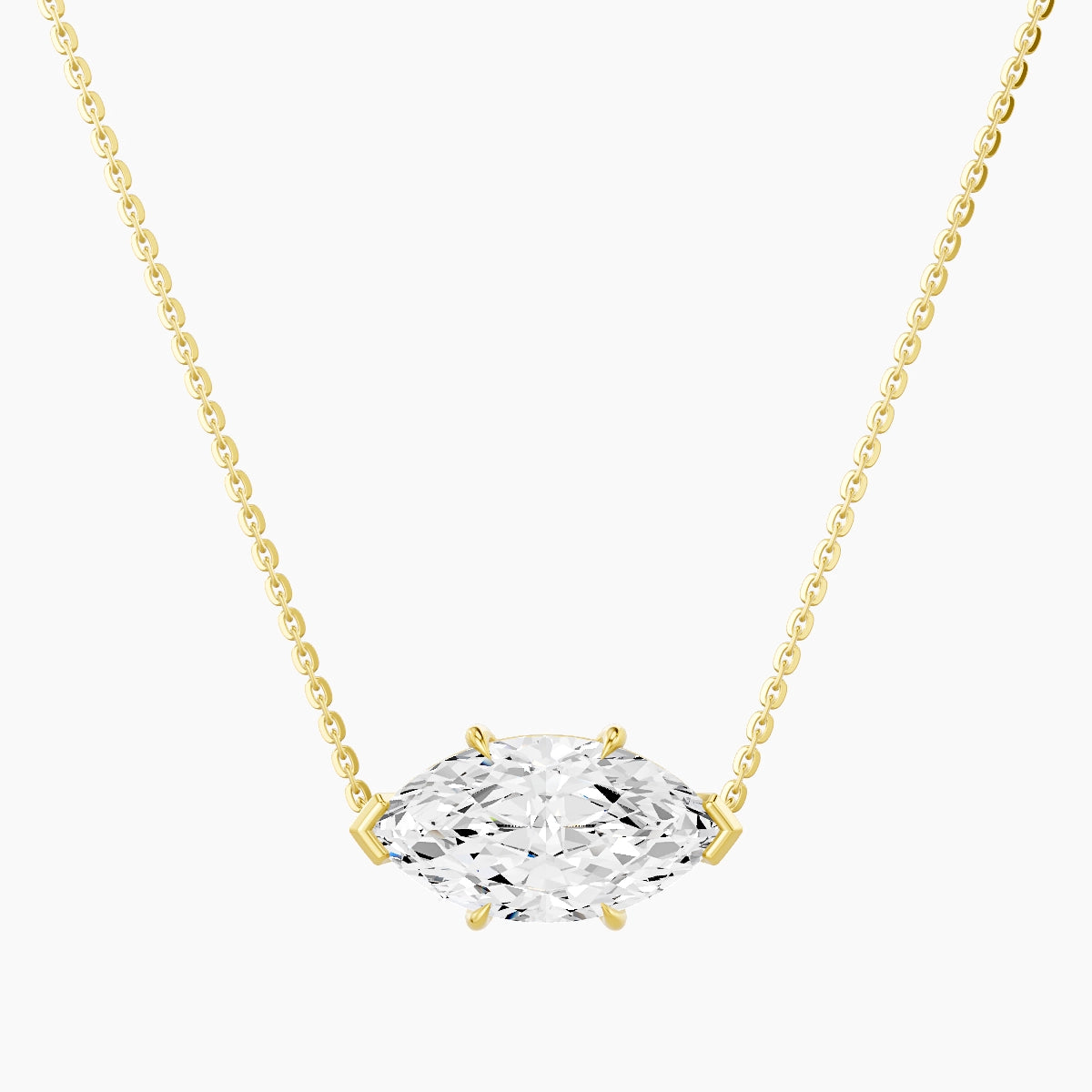 Solitaire | 18k Yellow Gold 3 ct White Lab Diamond Marquise Pendant