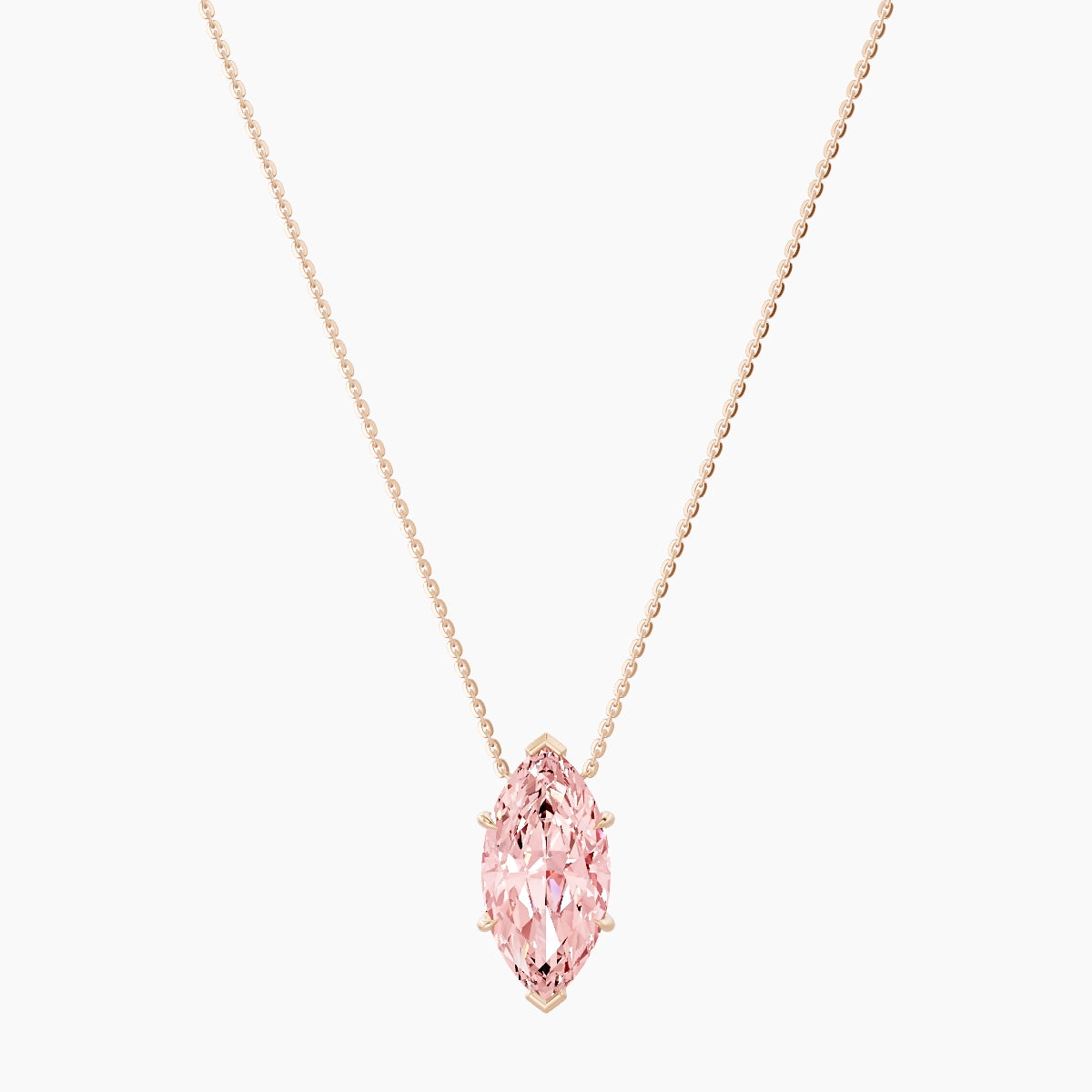 Solitaire | 18k Rose Gold 5 ct Pink Lab Diamond Marquise Pendant