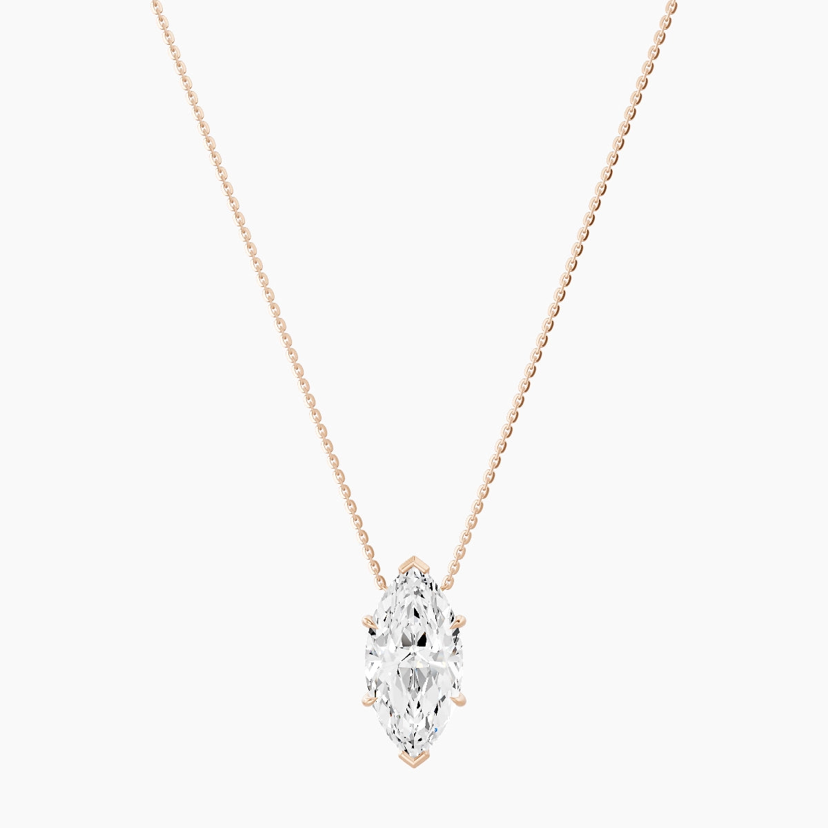 Solitaire | 18k Rose Gold 5 ct White Lab Diamond Marquise Pendant