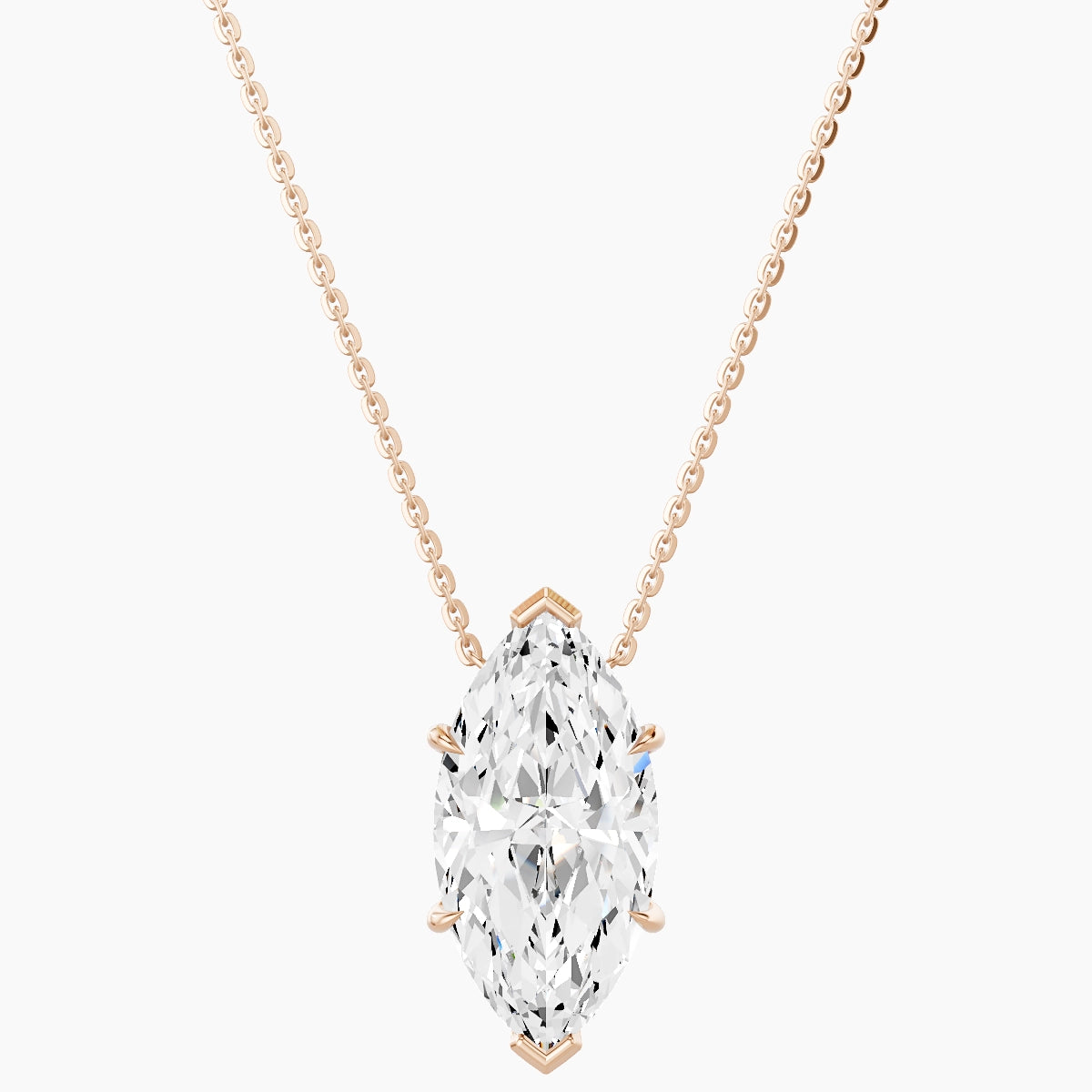 Solitaire | 18k Rose Gold 5 ct White Lab Diamond Marquise Pendant