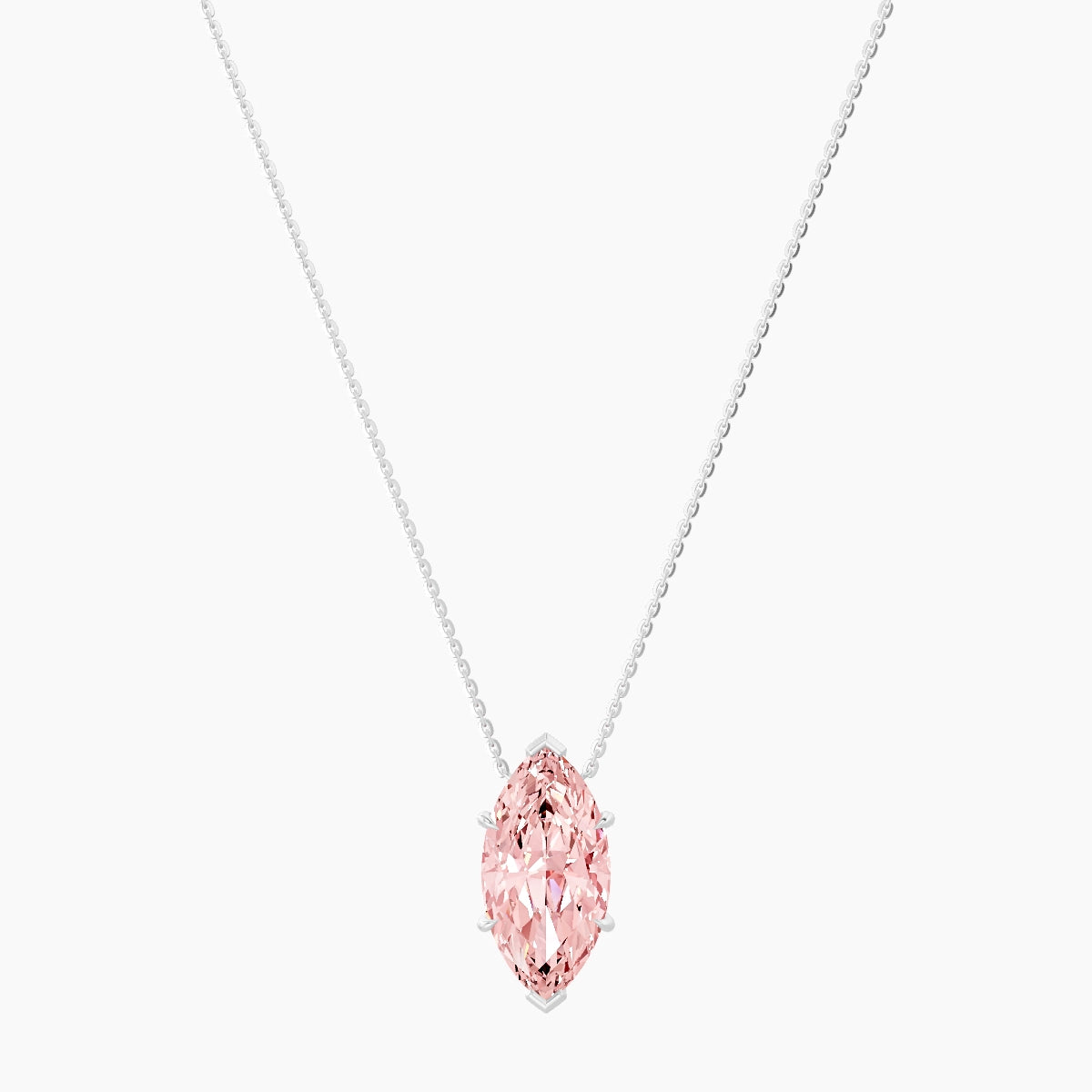 Solitaire | 18k White Gold 5 ct Pink Lab Diamond Marquise Pendant