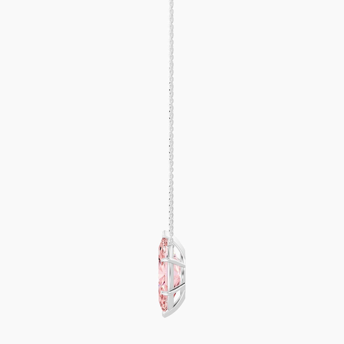 Solitaire | 18k White Gold 5 ct Pink Lab Diamond Marquise Pendant