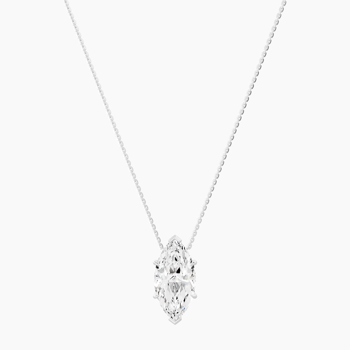 Solitaire | 18k White Gold 5 ct White Lab Diamond Marquise Pendant