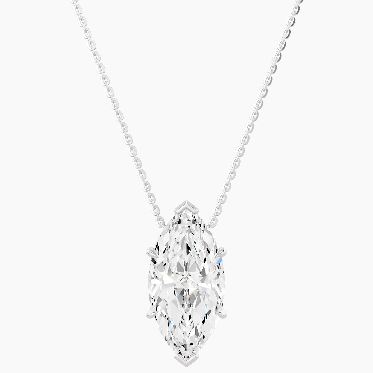 Solitaire | 18k White Gold 5 ct White Lab Diamond Marquise Pendant