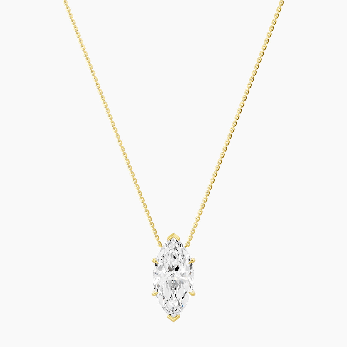 Solitaire | 18k Yellow Gold 5 ct White Lab Diamond Marquise Pendant