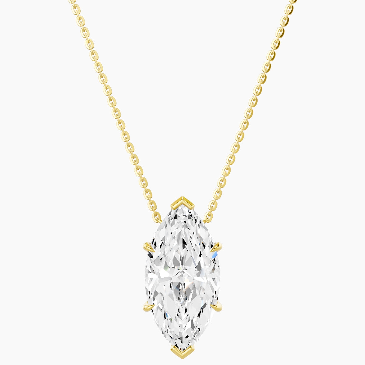 Solitaire | 18k Yellow Gold 5 ct White Lab Diamond Marquise Pendant