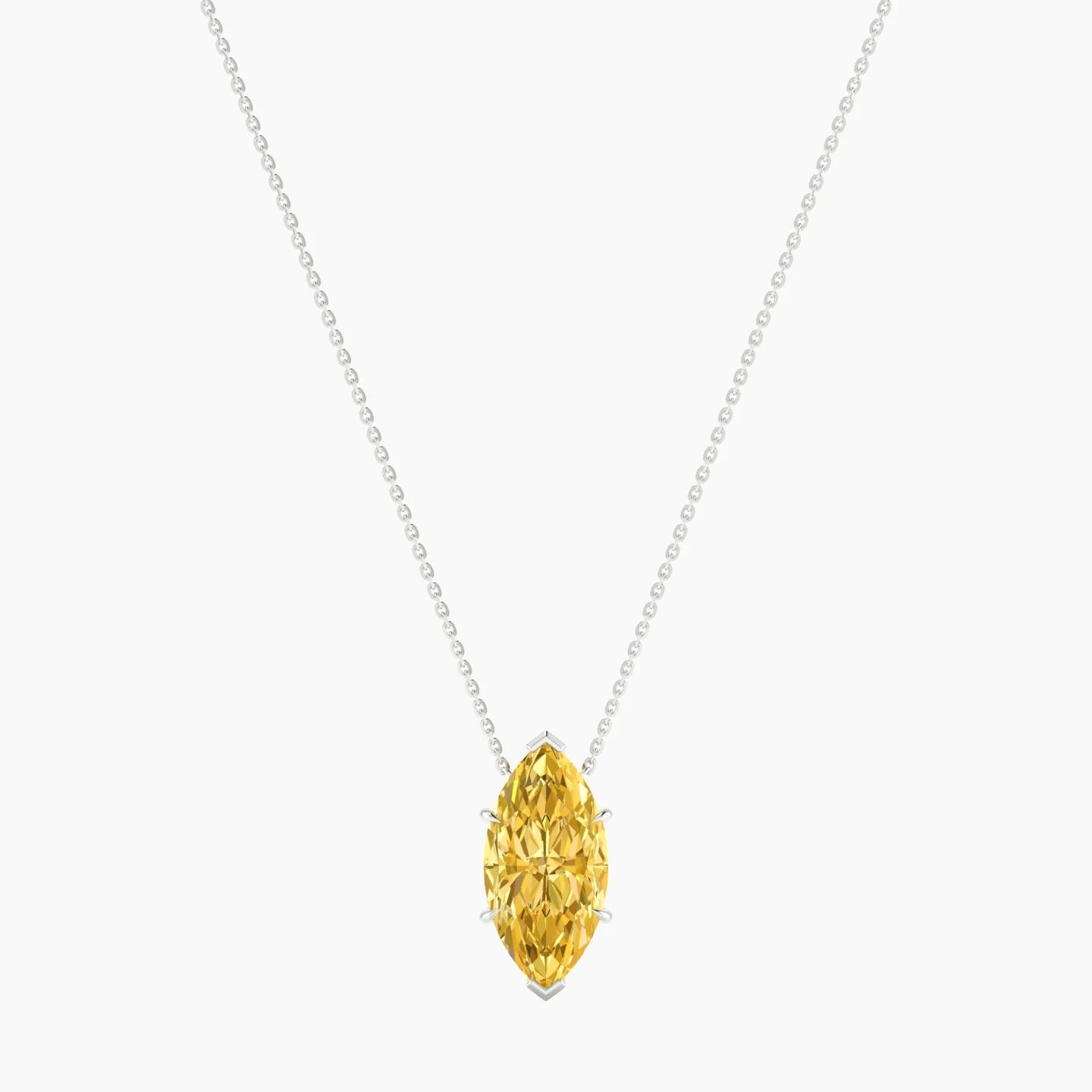 Solitaire | 18k White Gold 5 ct Yellow Lab Diamond Marquise Cut Pendant