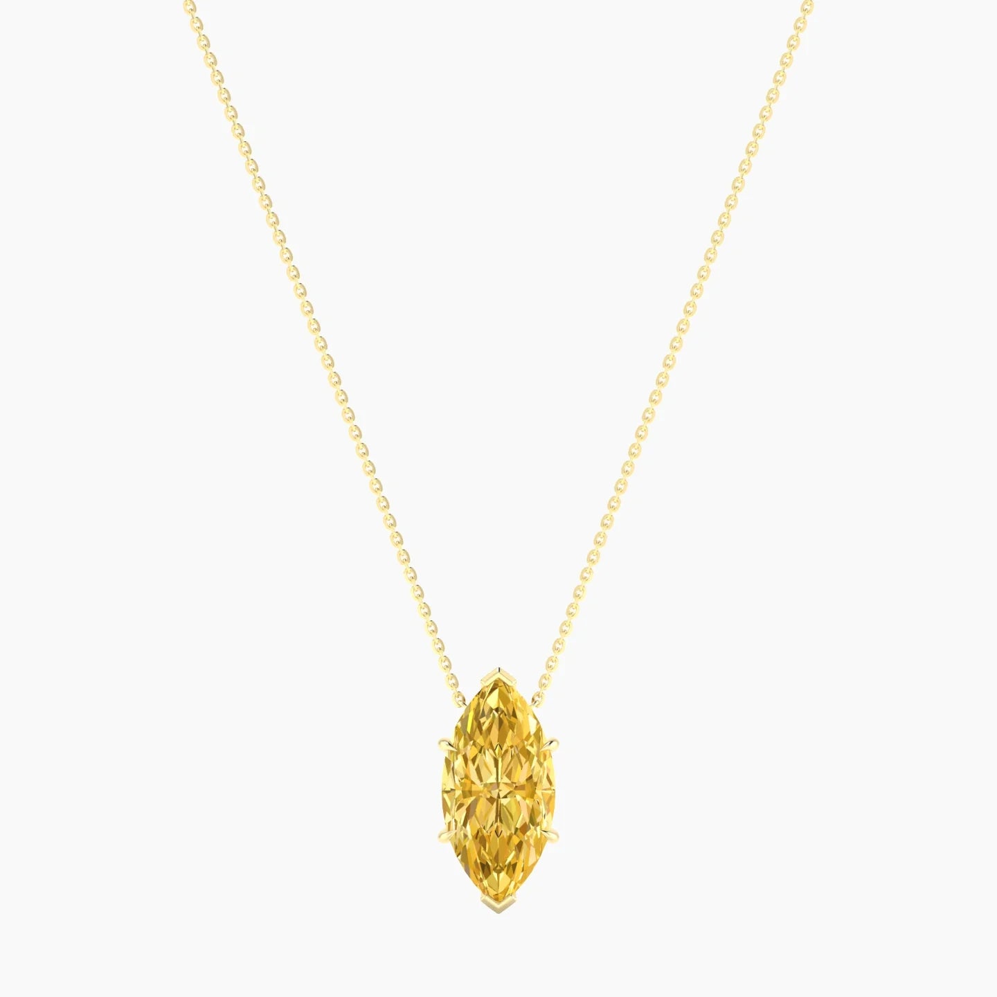 Solitaire | 18k Yellow Gold 5 ct Yellow Lab Diamond Marquise Cut Pendant