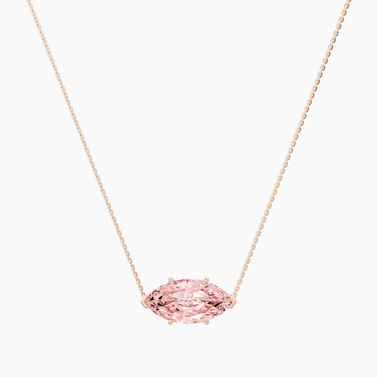 Solitaire | 18k Rose Gold 5 ct Pink Lab Diamond Marquise Pendant