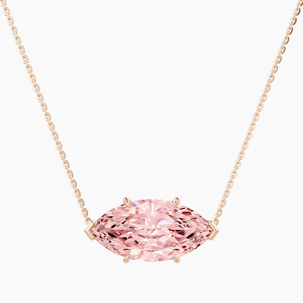 Solitaire | 18k Rose Gold 5 ct Pink Lab Diamond Marquise Pendant