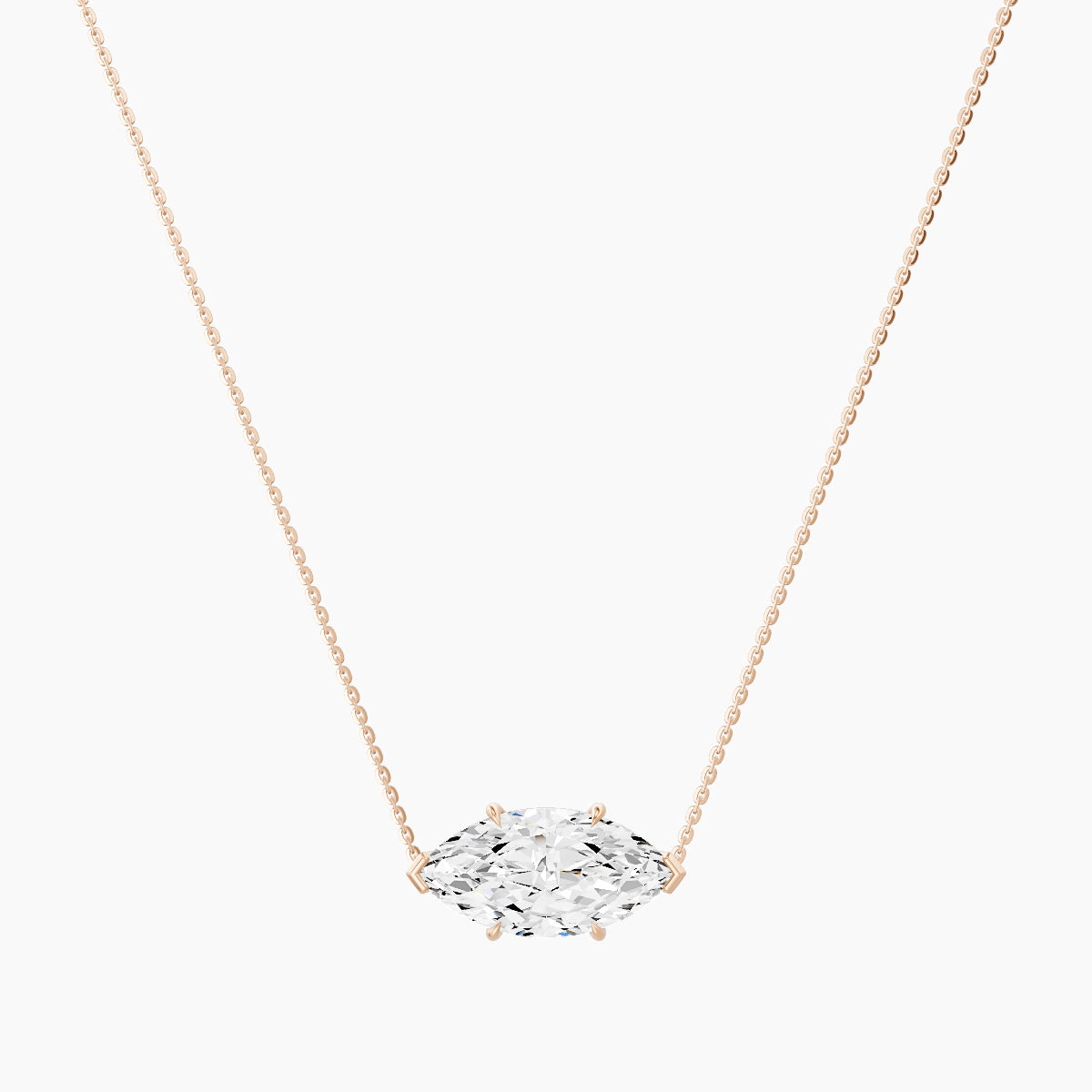 Solitaire | 18k Rose Gold 5 ct White Lab Diamond Marquise Pendant
