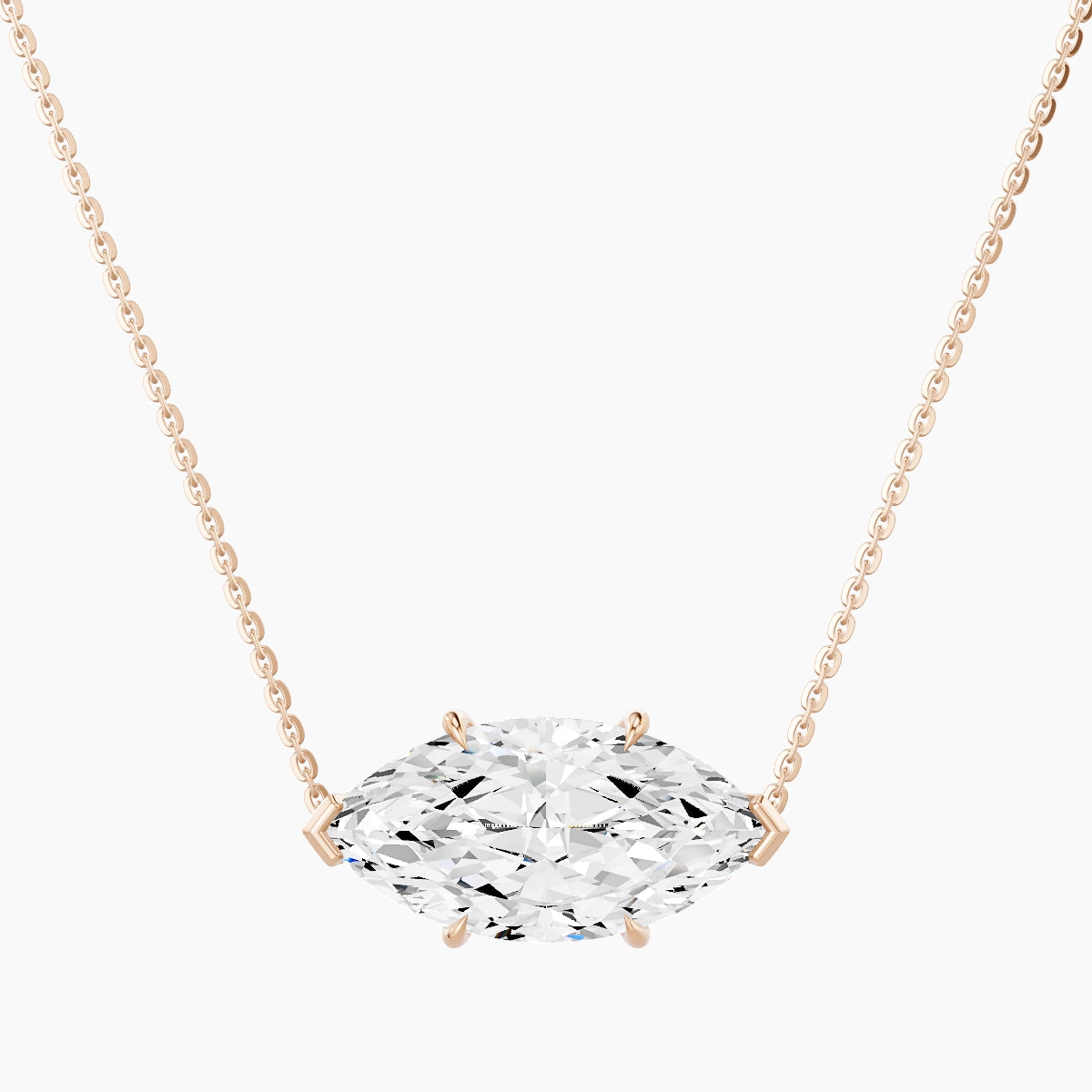 Solitaire | 18k Rose Gold 5 ct White Lab Diamond Marquise Pendant