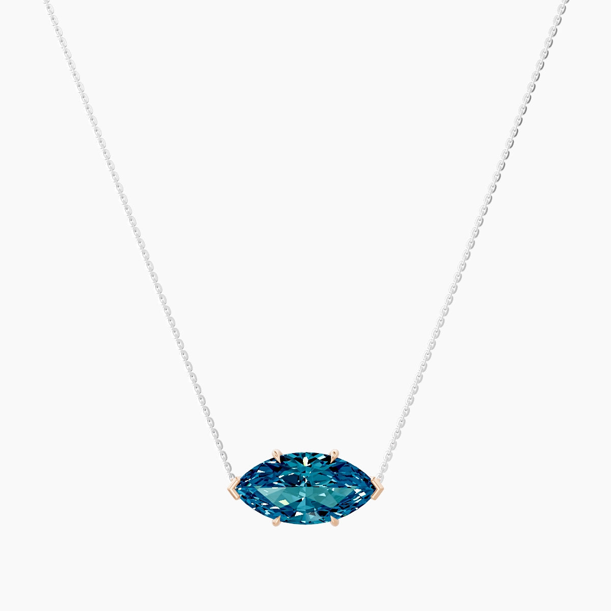 Solitaire | 18k White & Rose Gold 5 ct Blue Lab Diamond Marquise Pendant