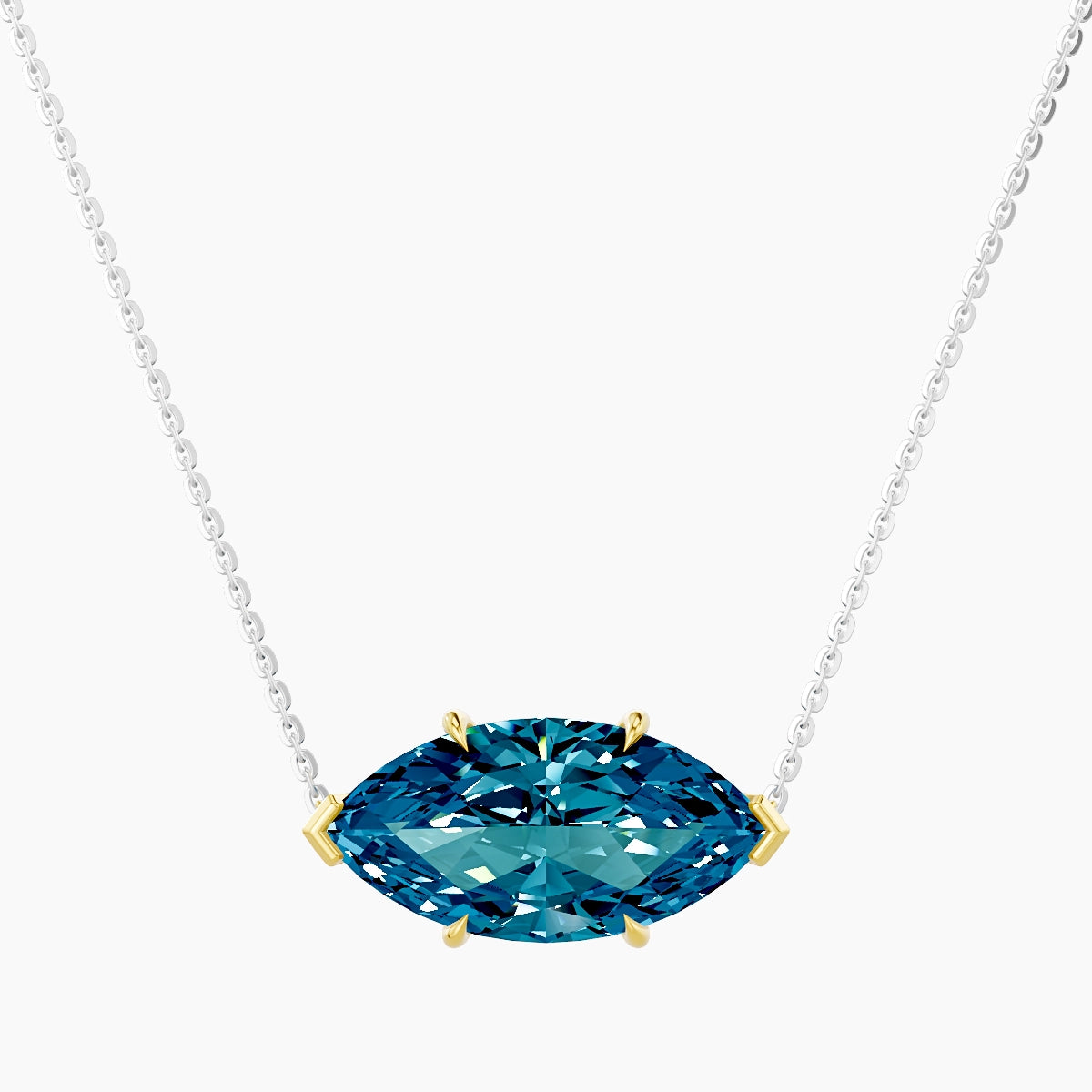 Solitaire | 18k White & Yellow Gold 5 ct Blue Lab Diamond Marquise Pendant