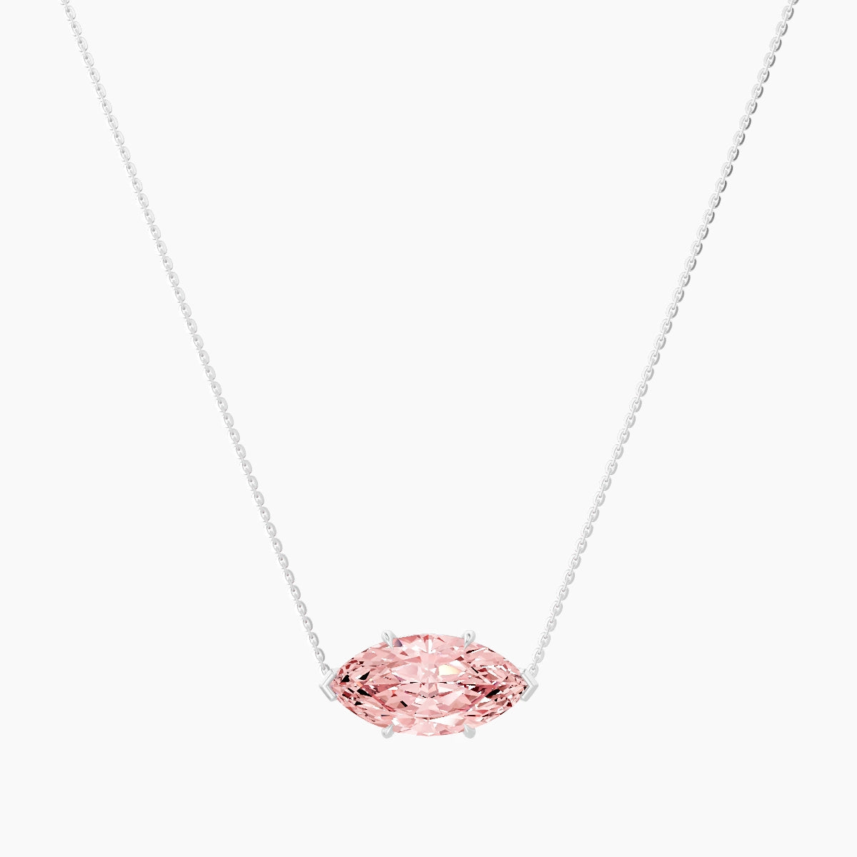 Solitaire | 18k White Gold 5 ct Pink Lab Diamond Marquise Pendant