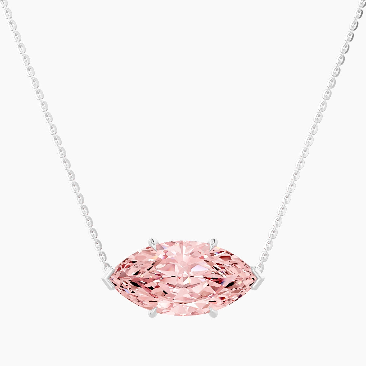 Solitaire | 18k White Gold 5 ct Pink Lab Diamond Marquise Pendant