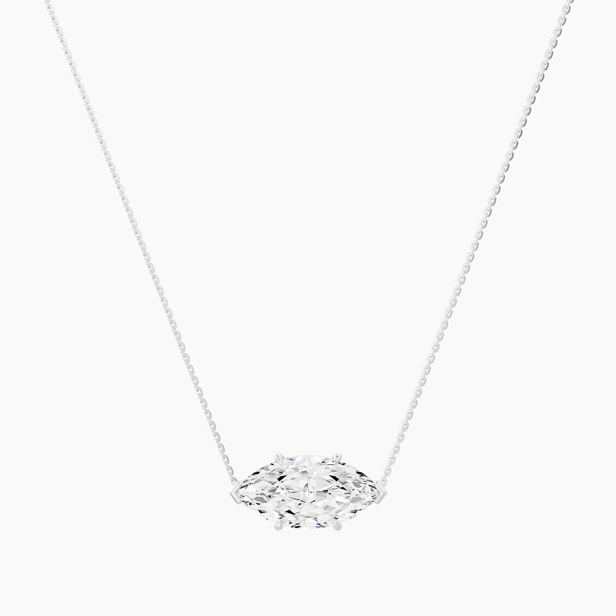 Solitaire | 18k White Gold 5 ct White Lab Diamond Marquise Pendant