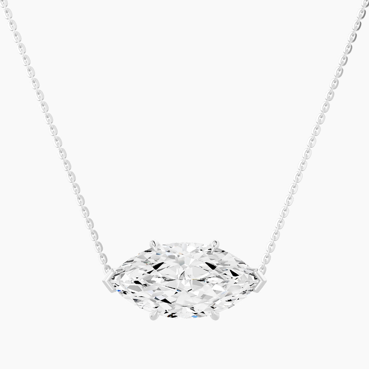 Solitaire | 18k White Gold 5 ct White Lab Diamond Marquise Pendant