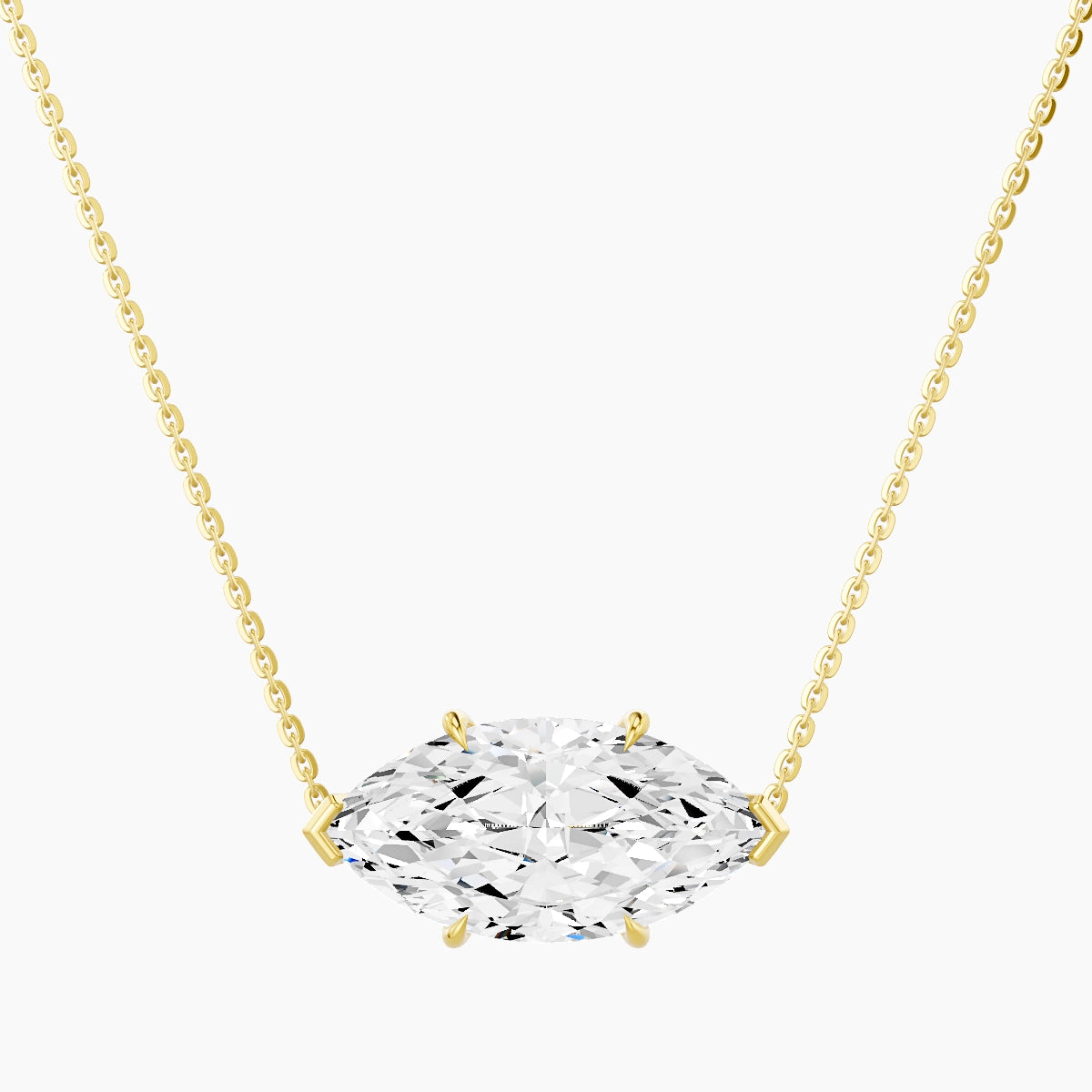 Solitaire | 18k Yellow Gold 5 ct White Lab Diamond Marquise Pendant