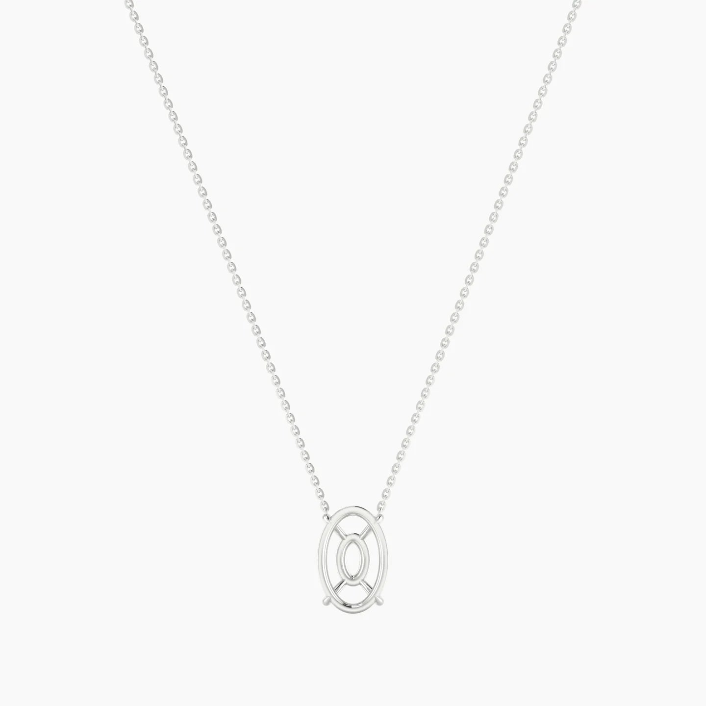Solitaire | 18k White Gold 3-4.99 ct Oval Cut Pendant Setting