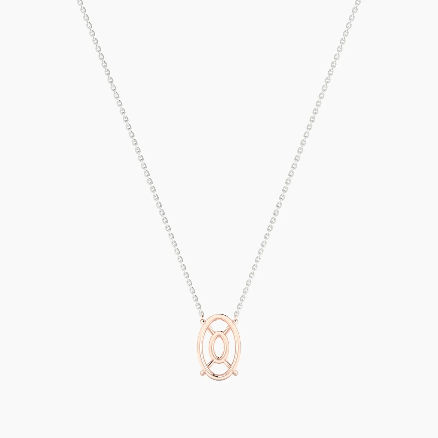 Solitaire | 18k White & Rose Gold 3-4.99 ct Oval Cut Pendant Setting