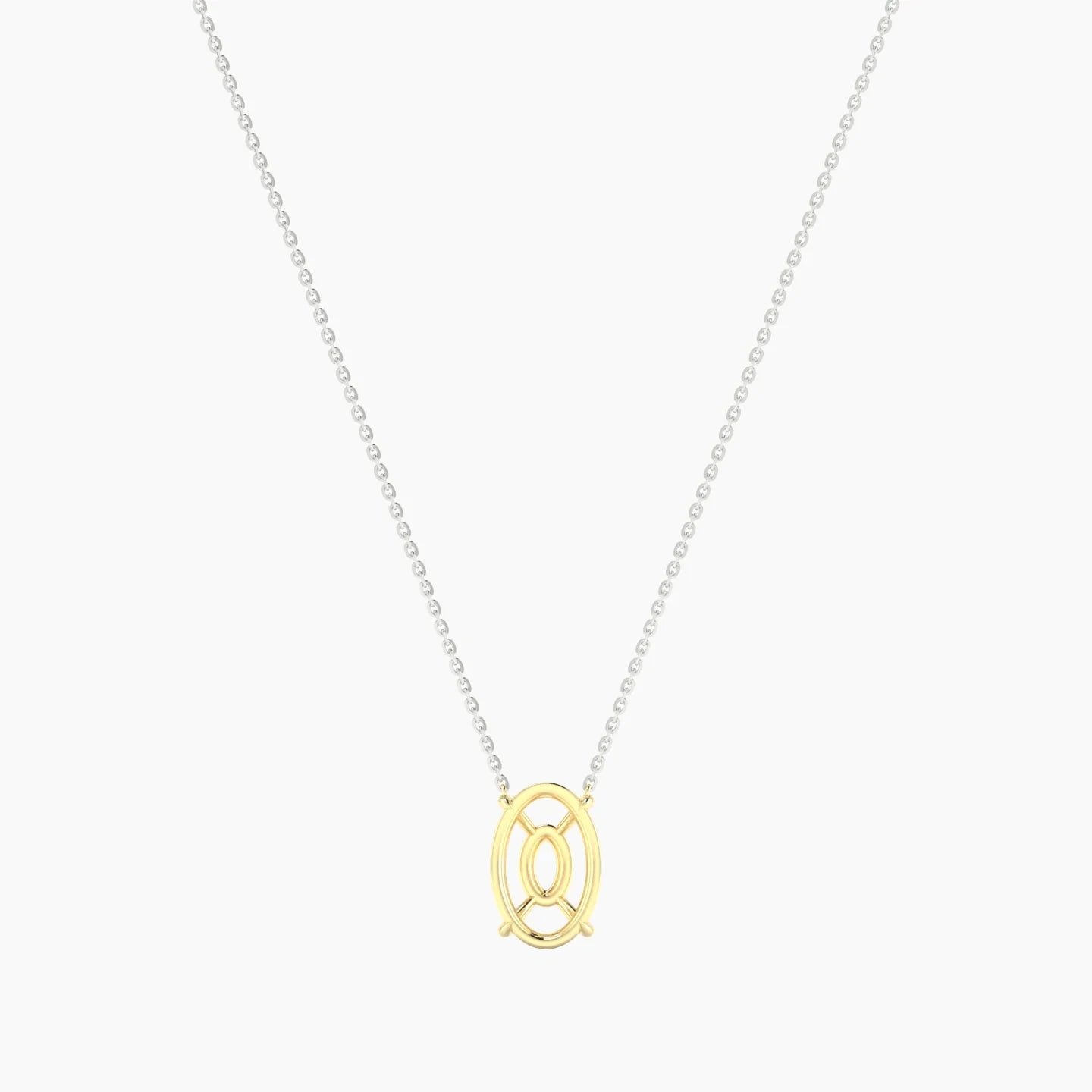 Solitaire | 18k White & Yellow Gold 3-4.99 ct Oval Cut Pendant Setting