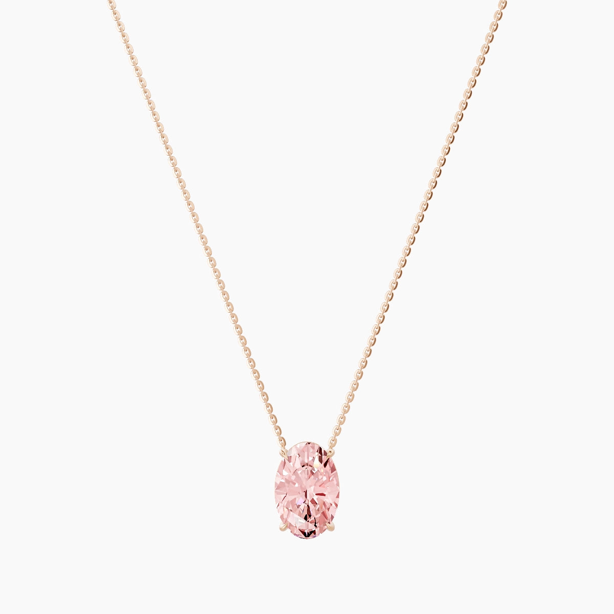 Solitaire | 18k Rose Gold 3 ct Pink Lab Diamond Oval Pendant