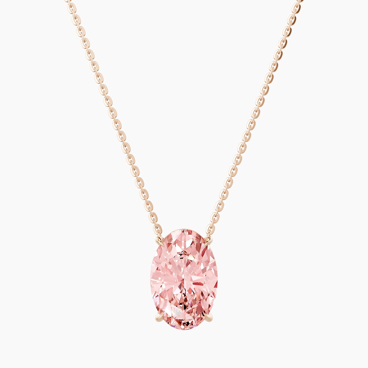 Solitaire | 18k Rose Gold 3 ct Pink Lab Diamond Oval Pendant